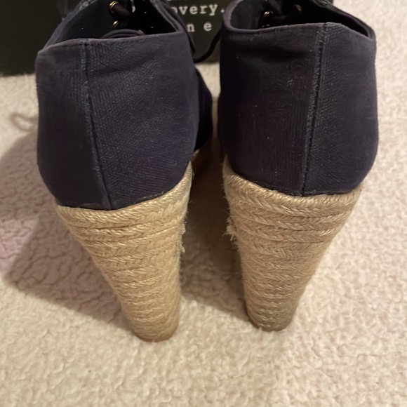 Gently worn Navy Wedge Heeled Open Toe Espadrilles by MRKT. Sz8 - Picture 8 of 8